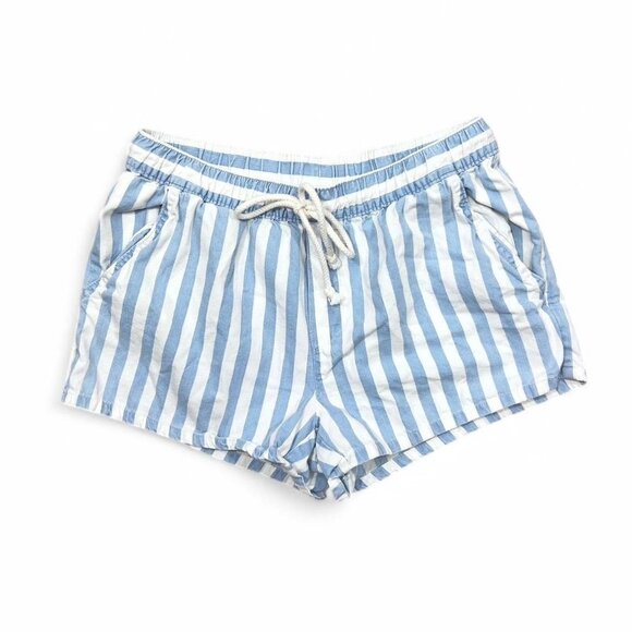 Aerie Blue White Striped Drawstring Comfy Beach Shorts Summer Size S - Picture 1 of 4